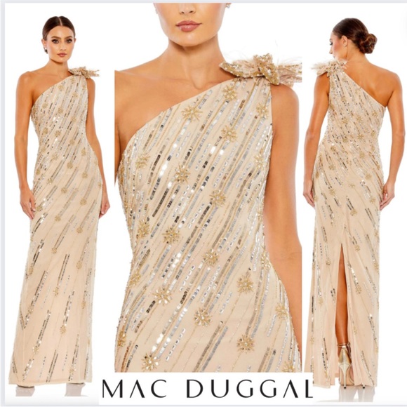 MAC DUGGAL EMBELLISHED FLORAL DETAIL ONE SHOULDER GOWN 93739 Size 4 worn once - Picture 9 of 9